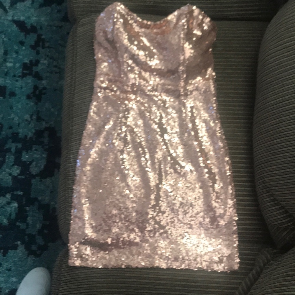 Copper sequence mini dress